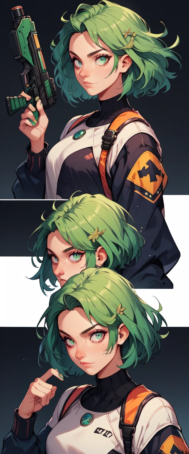 check_9, check_8_up, check_7_up, young woman, green hair, средневековая young woman, Looking at the viewer, simple black background, dynamic pose, sexual, reference sheet, (whole body, From Side, Front:1.1), upper body, cartoon,
Character DesignXL