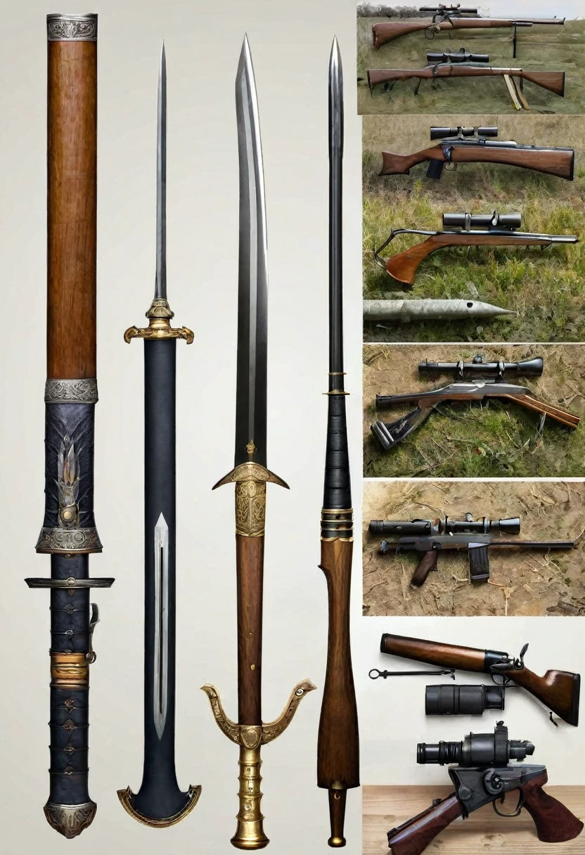 image that shows the evolution of weapons from the oldest to the newest