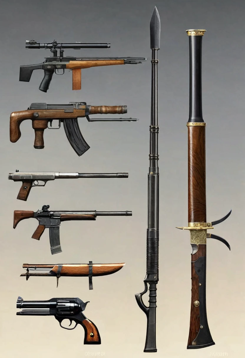 image that shows the evolution of weapons from the oldest to the newest