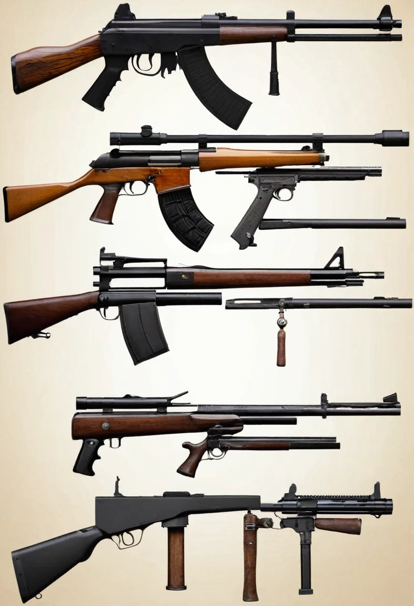 image that shows the evolution of firearms from the oldest to the newest