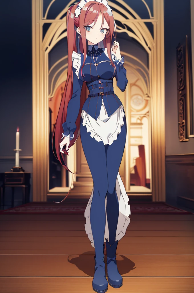 [(cathedral background:1.4)::5],original,(illustration:1.1),(best quality),(masterpiece:1.1),(extremely detailed CG unity 8k wallpaper:1.1), (colorful:0.9),(mid shot:0.95),(full body:1.5),Dynamic angle,(solo:1.2), (girl),((adult)), (detailed beautiful eyes:1.15), (beautiful face:1.15), (glowing red eyes:1.25////),((medium hair)),((split-color hair,red hair,blue hair)),(high twintails),(chignon),(+perfect hand+:1.21),(Draw an illustration of a gothic girl),(Religious),(slender),(is wearing boots on her feet),((is wearing white maid clothes)),(furious), Lace Off-shoulder lolita fashion,beautiful slender woman,high twintails,((split-color hair,red hair,blue hair)),((split-color hair,red hair,blue hair)),from side,((split-color hair,red hair,blue hair)),