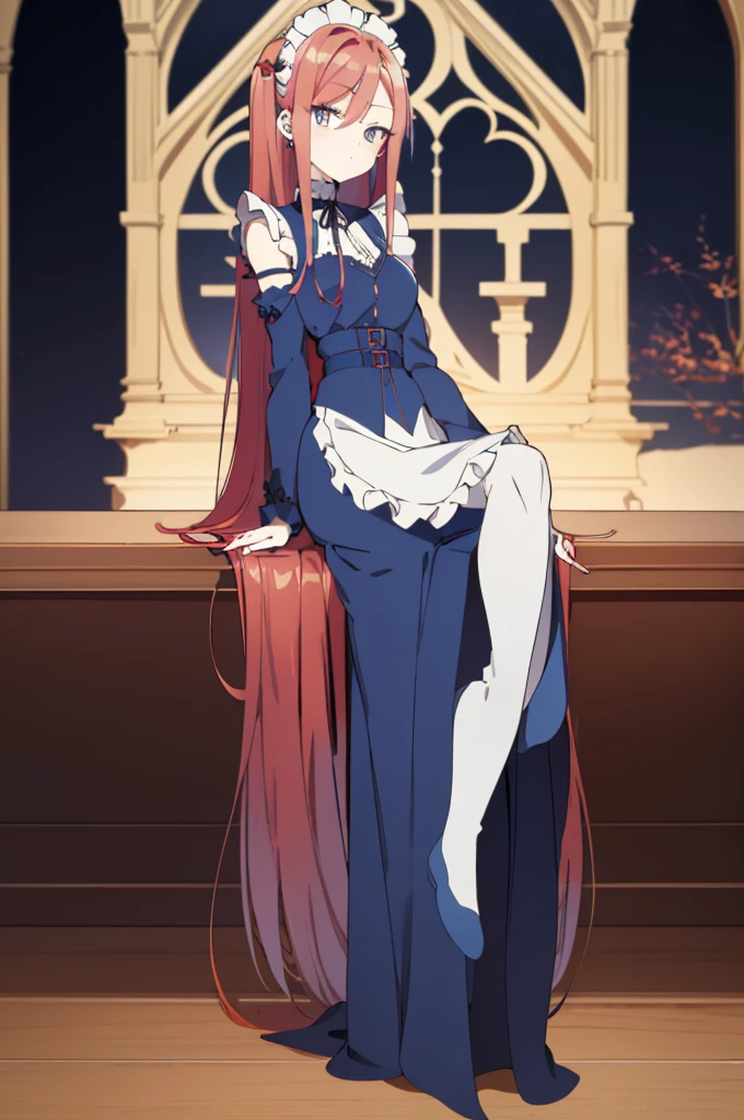 [(cathedral background:1.4)::5],original,(illustration:1.1),(best quality),(masterpiece:1.1),(extremely detailed CG unity 8k wallpaper:1.1), (colorful:0.9),(mid shot:0.95),(full body:1.5),Dynamic angle,(solo:1.2), (girl),((adult)), (detailed beautiful eyes:1.15), (beautiful face:1.15), (glowing red eyes:1.25////),((medium hair)),((split-color hair,red hair,blue hair)),(high twintails),(chignon),(+perfect hand+:1.21),(Draw an illustration of a gothic girl),(Religious),(slender),(is wearing boots on her feet),((is wearing white maid clothes)),(furious), Lace Off-shoulder lolita fashion,beautiful slender woman,high twintails,((split-color hair,red hair,blue hair)),((split-color hair,red hair,blue hair)),from side,((split-color hair,red hair,blue hair)),