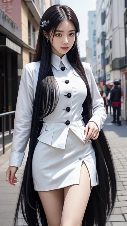 8k images, Shot with a high quality Fuji 45 camera., Pixels, best quality, Masterpiece:1.2), (realistic, photo-realistic: ผู้หญิงbright face;)) bright face;)) Woman wearing a red tie standing outdoors, Wear a strict business suit., interesting costumes, strict suit, Anime girls in real life, anime girl cosplay, Very sexy outfit, Wear tight clothing., young woman in a suit, ponytail, The face of a beautiful Japanese girl, Korean girl, Cute girl - clear face, Japanese model, beautiful asian woman(long, The hair flows beautifully and realistically.. Looking straight ahead at the action camera, Blue and สีแดง leather coat,)) The metal glistened in the evening sunlight.;)) Wear most modern full military uniform.., Surrealism, 8K;)) Fuji camera, most modern, High quality 45,000,000 Pixels;)) Young Southeast Asian woman with a round face, Open the aperture wide., professional lighting, Sony A7R4, 50 mm lens. 2 ผมlongชาวเอเชียตะวันออกเฉียงใต้ที่มีใบหน้ากลม, Warm light, black eyes,abdominal muscles, The body is beautiful and strong., (digital painting, HDR, high contrast), 3d, 8K, 45,000,000 pixcls,,