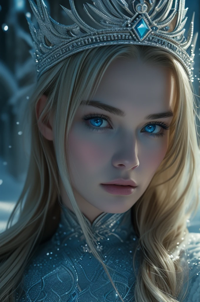 Lena Headey, ultra detailed face, ultra detailed blue eyes, long blonde hair, (dress), tiara, winter, (((masterpiece)))