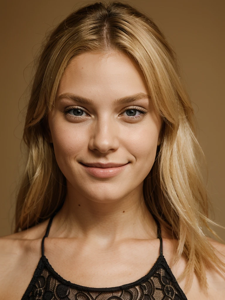 femme skinny blond smile