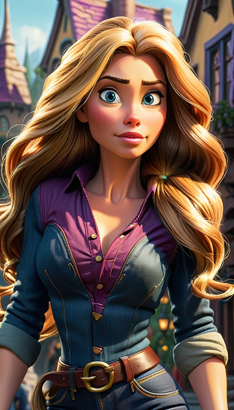 score_9, score_8_up, score_7_up, score_6_up, score_5_up, (high quality, detailed, beautiful), detailed soft lighting, rating_explicit, Disney's Rapunzel (muscular:0.8), long hair, walking around the streets of Arendelle, tight jeans and crop top, ultra detailed eyes, ultra detailed face, absurdres, masterpiece, best quality, high resolution.