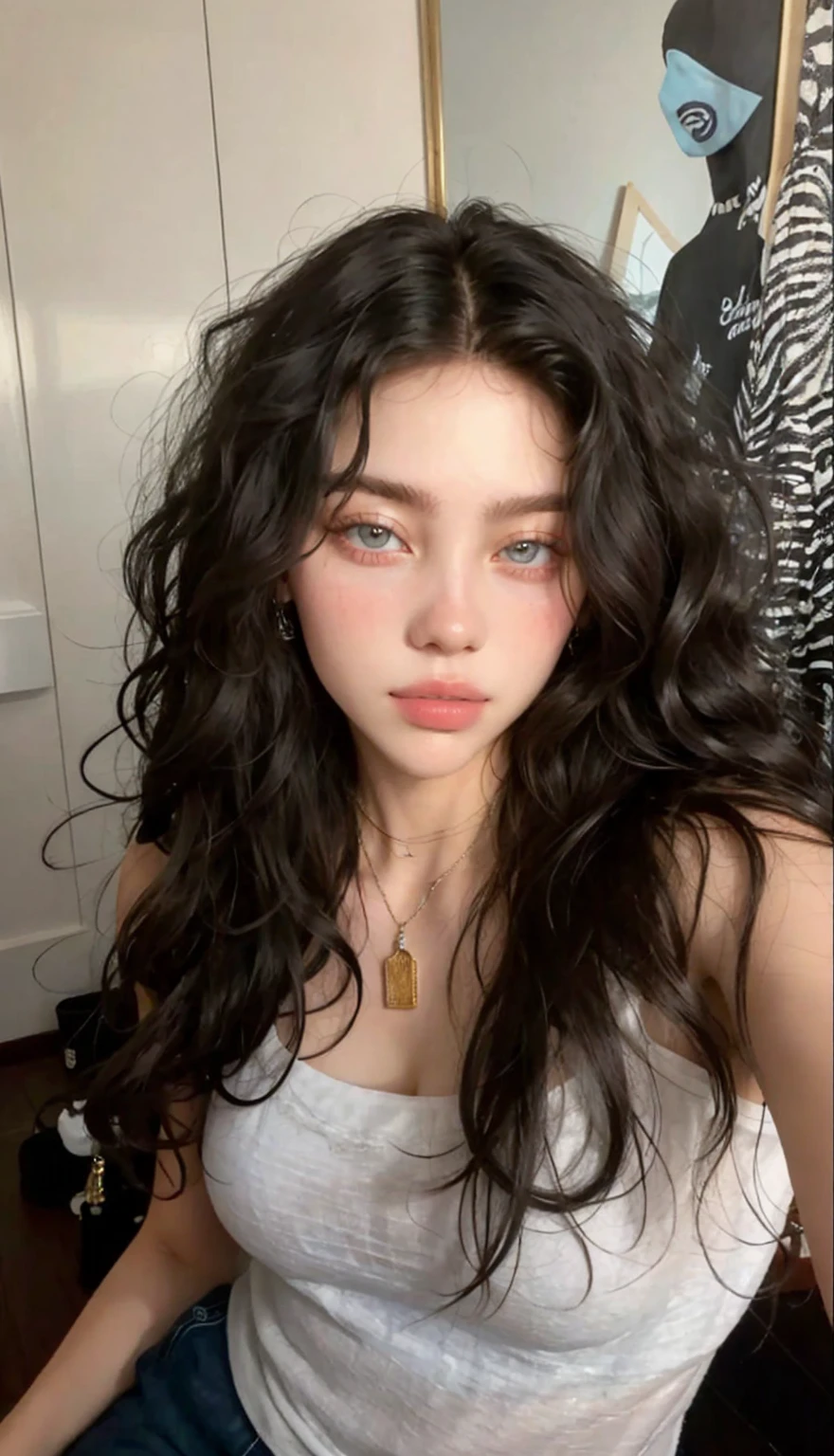 Mujer arafed con pelo largo with hat y camiseta blanca., Beautiful young model, without makeup, Anna Nikolanova aka Newmilky, Perfect face ), very pretty model, with hat, Angelina Stroganova, Instagram Template, 2 4 year old female model, 🤤 girl portrait, No makeup wavy hair, extremely beautiful face, Beautiful fine face features