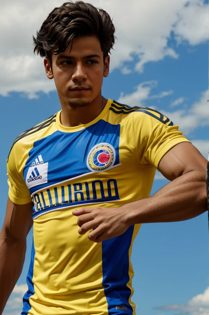 Nail with the Colombia T-shirt that says Julian