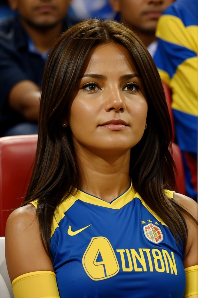 Jennifer watching the final of the Colombian national team on television
