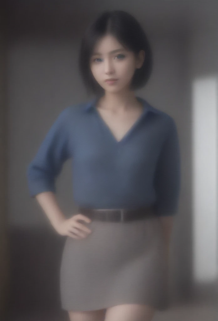 8K, Ultra-high resolution, Highest quality, masterpiece, Rule of thirds photograph,surreal, photograph, 1 Girl, (:1.3), pretty girl, Cute face, Beautiful eyes in every detail, Detailed,masterpiece,, One Girl:1.2, Japan Female Announcer,whole body,(absurdes, High Fantasy Art, Best HD images, Carefully detailed, Highly detailed features and textures), Solo Character, 16 years oldirl, She has short black hair, Purple eyes with blue clear pupils, Flat Chest, Slim texture, Very thin lips, White skin, (Scottish short skirt, Grey Leather Shirt, silver meral belt between her Scottish short skirt and belly), Confident pose, Very serious face, No Sense of Humor Irish Wooden Cottage with Ancient Greek and Celtic Furniture, Attractive thighs, sensuous,A carefree smile,Heal the heart,Black Hair,Short Bob,Looking at the audience、beauty,Long neck、Laugh a little、Please close your mouth and laugh、(((Ideal body type))),A cup small breasts :2,、Portraiture:2、Perfect Anatomy、Vividly detailed、detailed、surreal、Light and shadow,Strong light