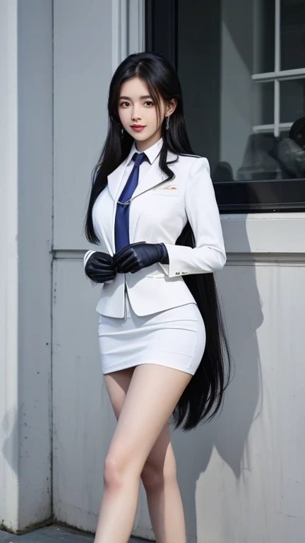 8k images, Shot with a high quality Fuji 45 camera., Pixels, best quality, Masterpiece:1.2), (realistic, photo-realistic: ผู้หญิงbright face;))  bright face;)) Woman in blue dress and red tie standing outdoors, Wear a strict business suit., interesting costumes, strict suit, Anime girls in real life, anime girl cosplay, Very sexy outfit, Wear tight clothing., young woman in a suit, ponytail, The face of a beautiful Japanese girl, Korean girl, Cute girl - clear face, Japanese model, beautiful asian woman(long, The hair flows beautifully and realistically.. Looking straight ahead at the action camera, Blue and สีแดง leather coat,)) The metal glistened in the evening sunlight.;)) Wear most modern full military uniform.., Surrealism, 8K;)) Fuji camera, most modern, High quality 45,000,000 Pixels;)) Young Southeast Asian woman with a round face, Open the aperture wide., professional lighting, Sony A7R4, 50 mm lens. 2 ผมlongชาวเอเชียตะวันออกเฉียงใต้ที่มีใบหน้ากลม, Warm light, black eyes,abdominal muscles, The body is beautiful and strong., (digital painting, HDR, high contrast), 3d, 8K, 45,000,000 pixcls,,