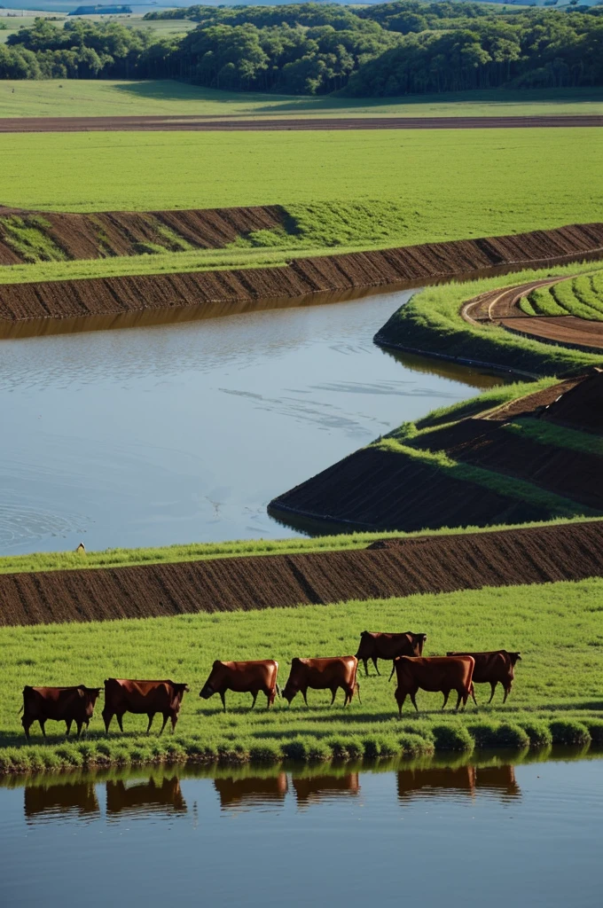 agriculture images, cattle raising, fishing and mining.
