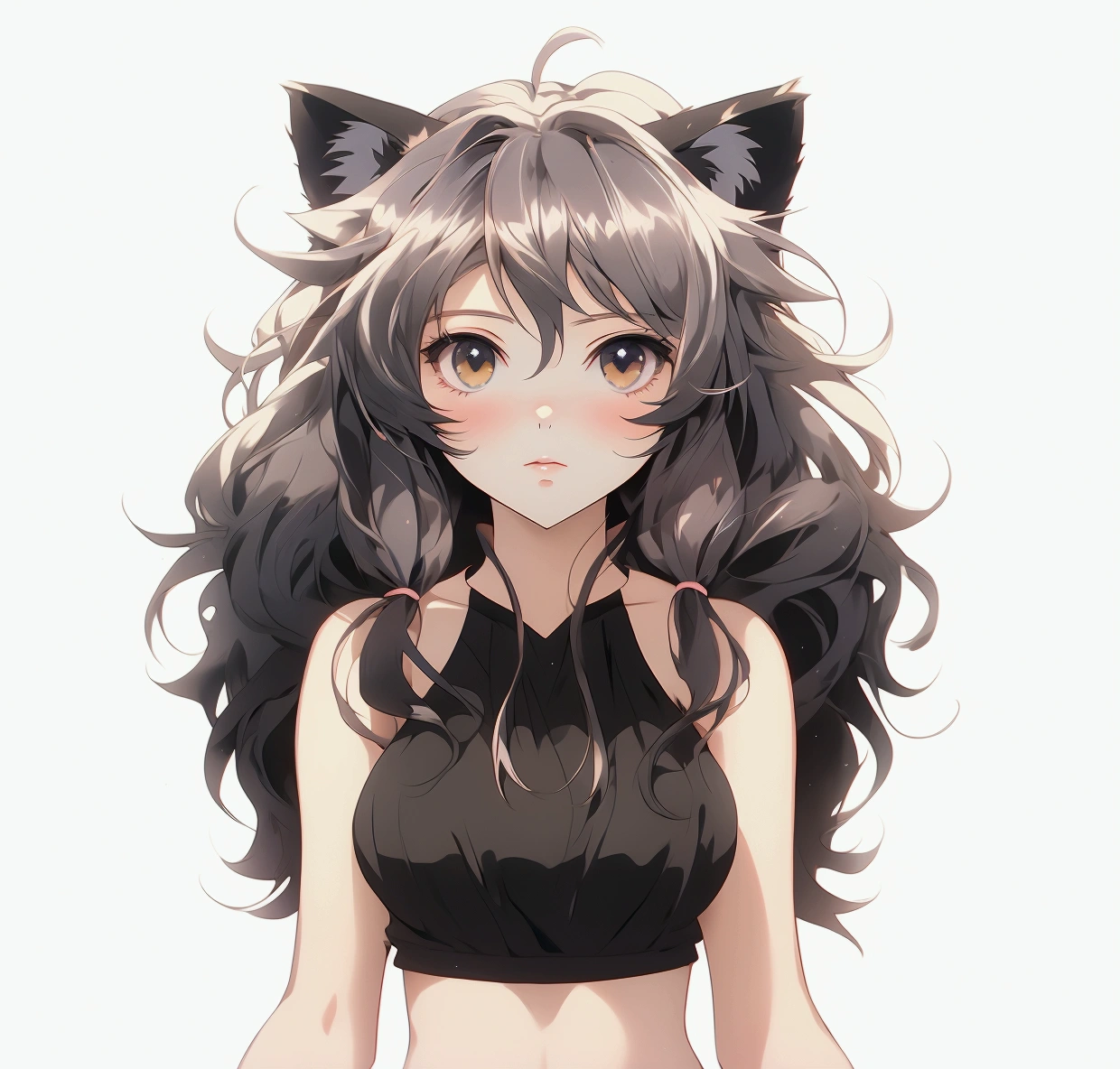 anime girl with long hair and cat ears wearing a black top, anime girl with cat ears, beautiful anime catgirl, cute anime catgirl, anime catgirl, attractive cat girl, beautiful young catgirl, girl with cat ears, very beautiful anime cat girl, portrait of an anime girl, anime style portrait, anime style character, anime moe artstyle