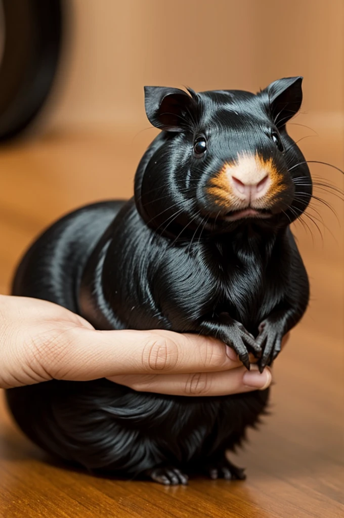 I want a black guinea pig shaped like a human woman 