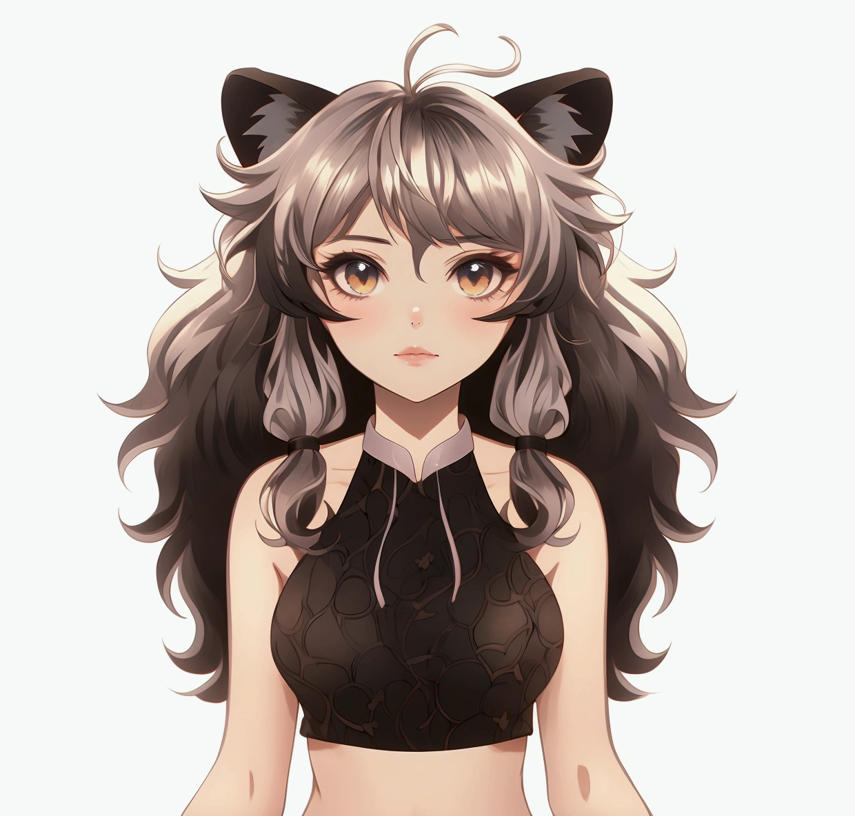 anime girl with long hair and cat ears wearing a black top, anime girl with cat ears, beautiful anime catgirl, cute anime catgirl, anime catgirl, attractive cat girl, beautiful young catgirl, girl with cat ears, very beautiful anime cat girl, portrait of an anime girl, anime style portrait, anime style character, anime moe artstyle