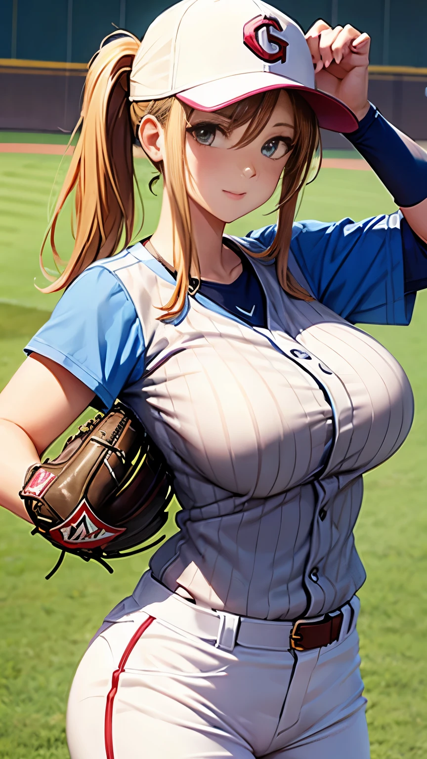 Beautiful girl busty baseball player