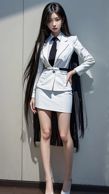 woman, กระโปรงสั้นwhite, เสื้อsuitwhite, skirt only, (สาวสวยTwo meter long hair, my hair is very long., extra long hair, long black hair), (suitสไตล์อิตาลี, suitสองปุ่ม), (Italian suit, white suit, Set of two buttons), (ใส่suitwoman, Business woman&#39;suit, white), (suitwomanwhite), (เสื้อเชิ้ตwhite), necktie, (necktieสั้นสีดำ, necktieสีดำ, necktieผอม, ถักnecktie), (military rank insignia), (Short pencil skirtwhite), (Dynamic posts), full body, (A gigantic rift), (big breasts, thin body, small waist, hips raised, small thighs, Long legs), high-heelsสีดำ, (Short pencil skirt, white), Wearing a suit for a business woman, (Wearing a white businessuit, suitนักธุรกิจหญิงwhite), (tight, military regalia, เสื้อwhite, กระโปรงwhite), (black shoes), (Two gold suit buttons, Two meter long hair, suitเข้ารูป, เสื้อsuitwhiteทรงธรรมดารัดรูป), (black shoes, high-heels), (stand, walk, elegant gesture, Dynamic posts), short dress, earring, garden, monument