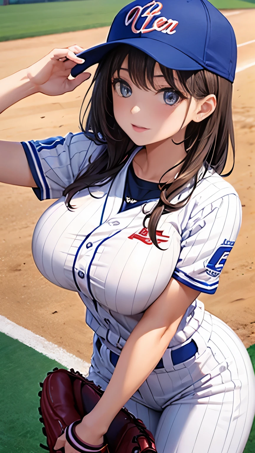 Beautiful girl busty baseball player