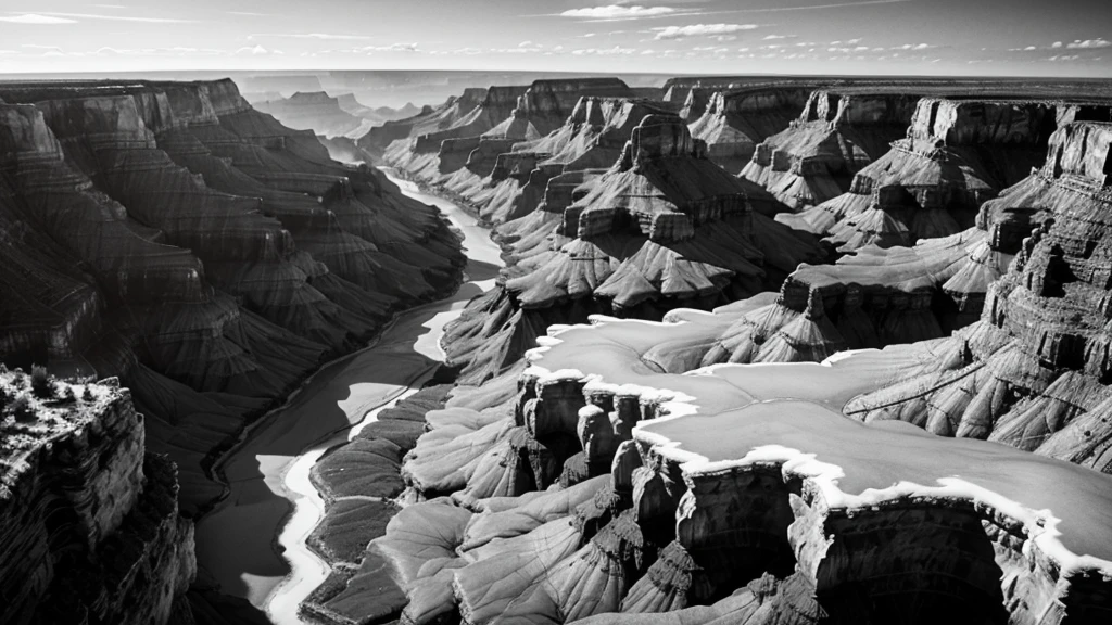 Grand canyon in black and white