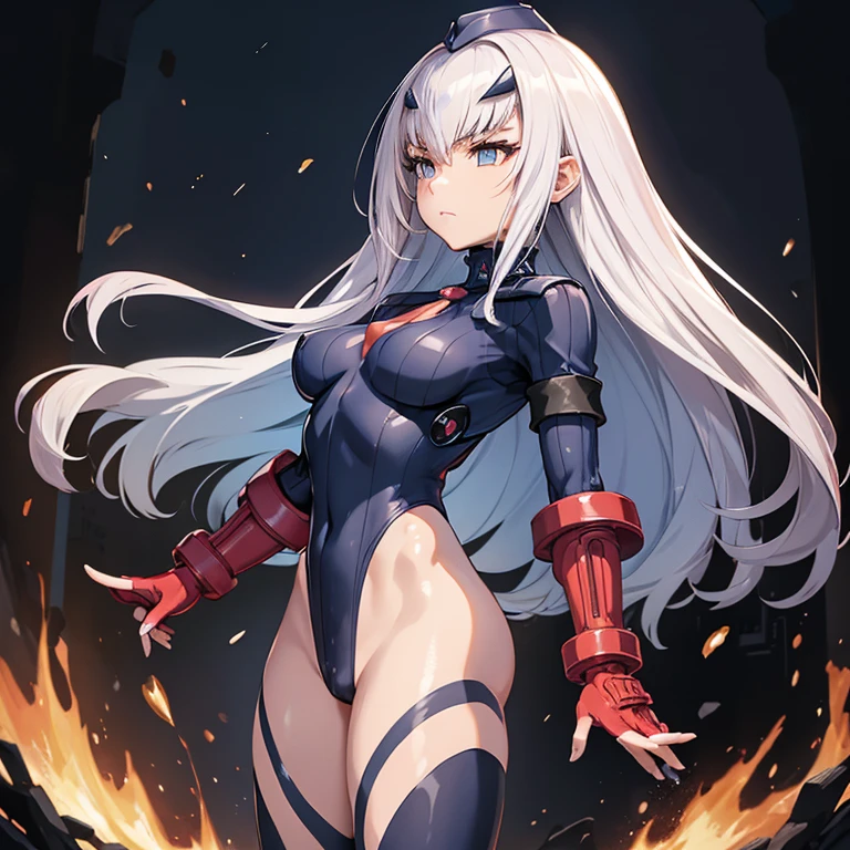 ultra detailed, explicit, beautiful body, Beautiful nose, beautiful character design, Perfect eyes, Perfect face, ultra high resolution, 4k, nice legs, perfect legs, good hands, perfect hand, Masterpiece, Best Quality, Very detailed, illustration, absurdities, perfect anatomy, Street Fighter, doll outfit, shadaloo doll, doll outfit, Expressionless, blank eyes, looking at the viewer, red gloves, emotionless, black latex, corruption, control mental, female fighter, whole body, Hypnotized, unhappy trance, whole body suit, ribbed bodysuit, both arms at the side, achieve, perfect female body, extremely glossy latex, hypnosis, hypnosis, empty eyes, mind control device, Pose, submissive_pose, slave, standing straight, standing, standing at attention, has, tie, belt, latex, ribbed bodysuit, Thighs, garter belt, fighting stance, extend the right arm from the shoulder into the air with the hand straight, military, thigh high boots, 1 girl, Hair ornaments, by white, wide, gold eyes, (((pixel perfect, perfect detail))), Alone, 1 girl, fairy knight lancelot, Melusina,destiny/Grand Order