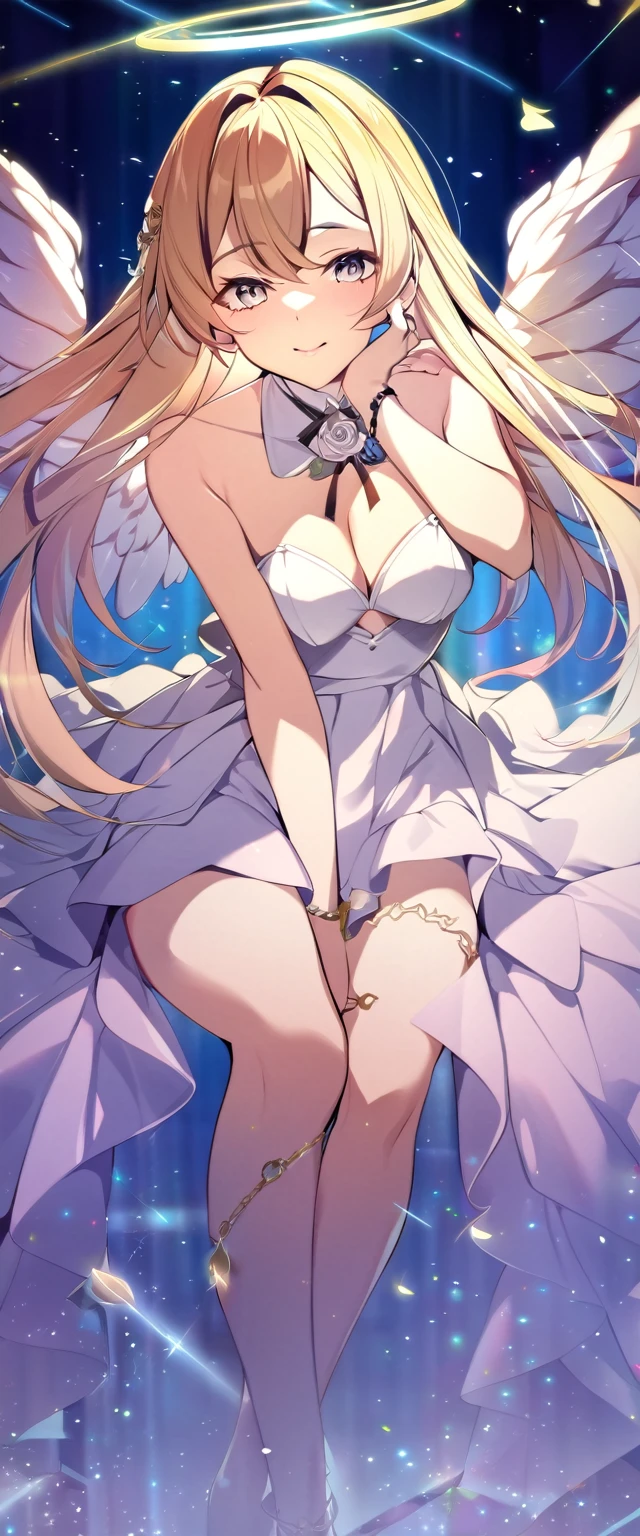 one girl, angel, angel wing, angel ring