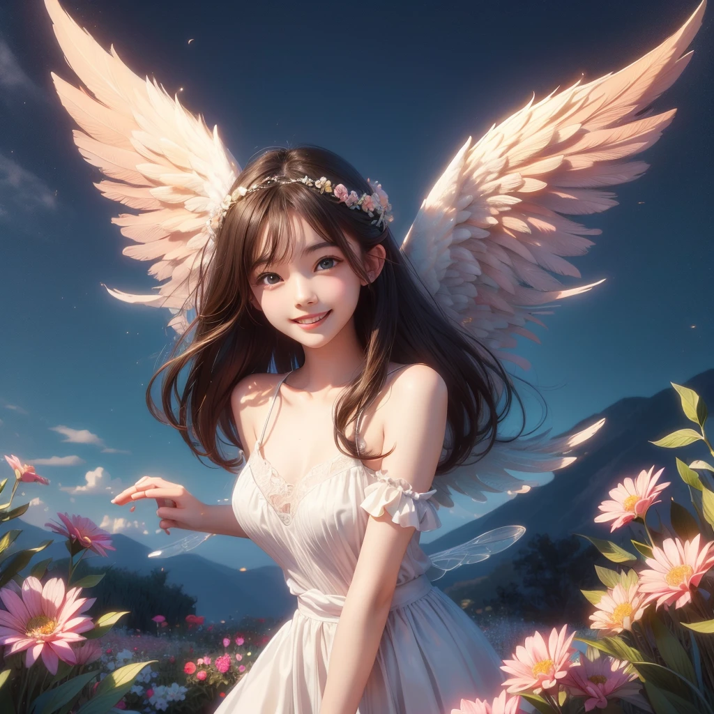 Angel Art, Everybody jumps, Sensual smile, joy, heaven, like, garden, happiness, Light, Let me、Highest quality、4ｋ、