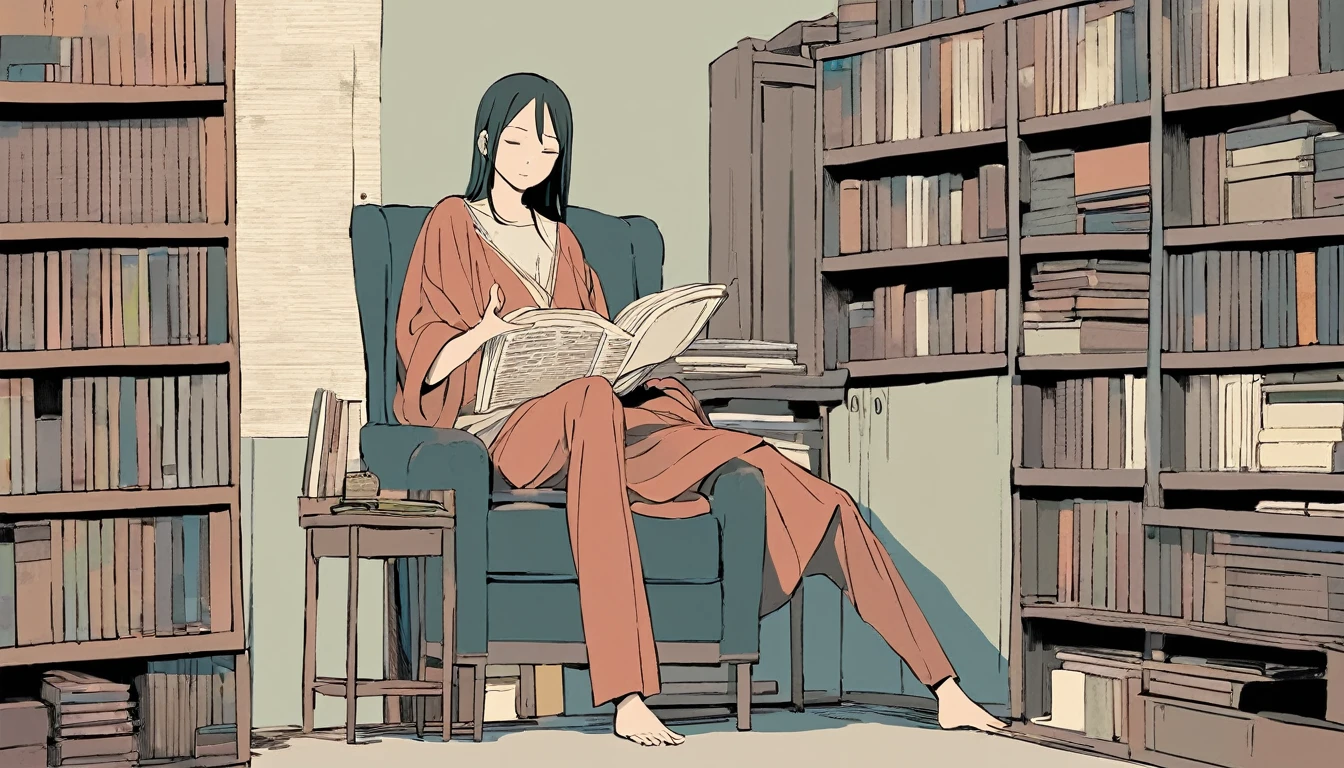 Anime girls in , Reading a book,whole body,Fully bipedal,Complete Hand,makoto shinkai&#39;アートstyle, Shinkai Makoto style, Drawn by an anime artist&#39;studio, By Shinkai Makoto. Digital Rendering, lo-fi girl, ( ( By Shinkai Makoto ) ), in the makoto shinkai&#39;style, アニメstyle4K, makoto shinkai&#39;style, アニメペインターstudioによって作成されました、sunset、At dusk,(Ultra High Definition CG Integrated 8K Wallpaper: 1.2), (Beautiful Skin: 1.2), (Pale skin: 1.3), (Hyper Sharp Focus: 1.5), (Ultra-sharp focus: 1.5), (Beautiful pretty face: 1.3), (非常にDetailed Background, Detailed Background: 1.3), Ultra-realistic photos, Ultra-clear images, Ultra-high definition images.Watching a movie in the room、Living alone