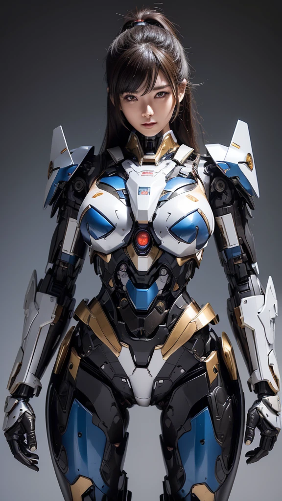 Textured skin, Super Detail, high details, High quality, Best Quality, hight resolution, 1080p, hard disk, Beautiful,(Super Heroine),Oppai Missile,beautiful cyborg woman,Mecha Cyborg Girl,Battle Mode,Girl with a Mecha Body,She wears a battle cyborg mech with a weapon,Fulll body Shot