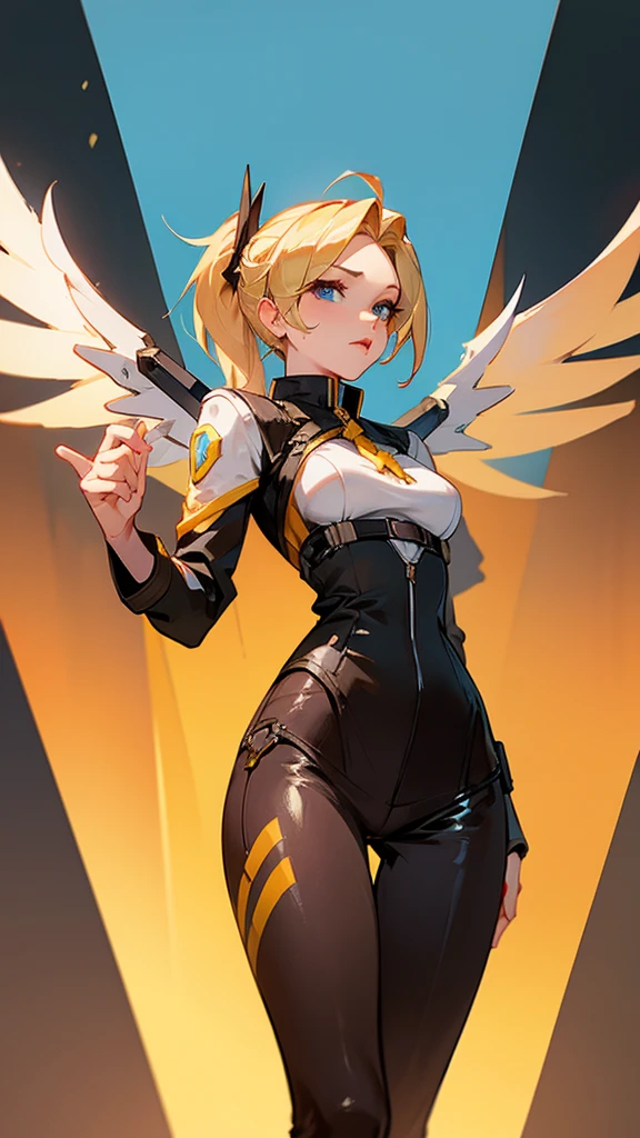 Overwatch mercy, Mercy witch, Leather Clothes, socks, medium breasts, blue eyes, Blonde, Collect