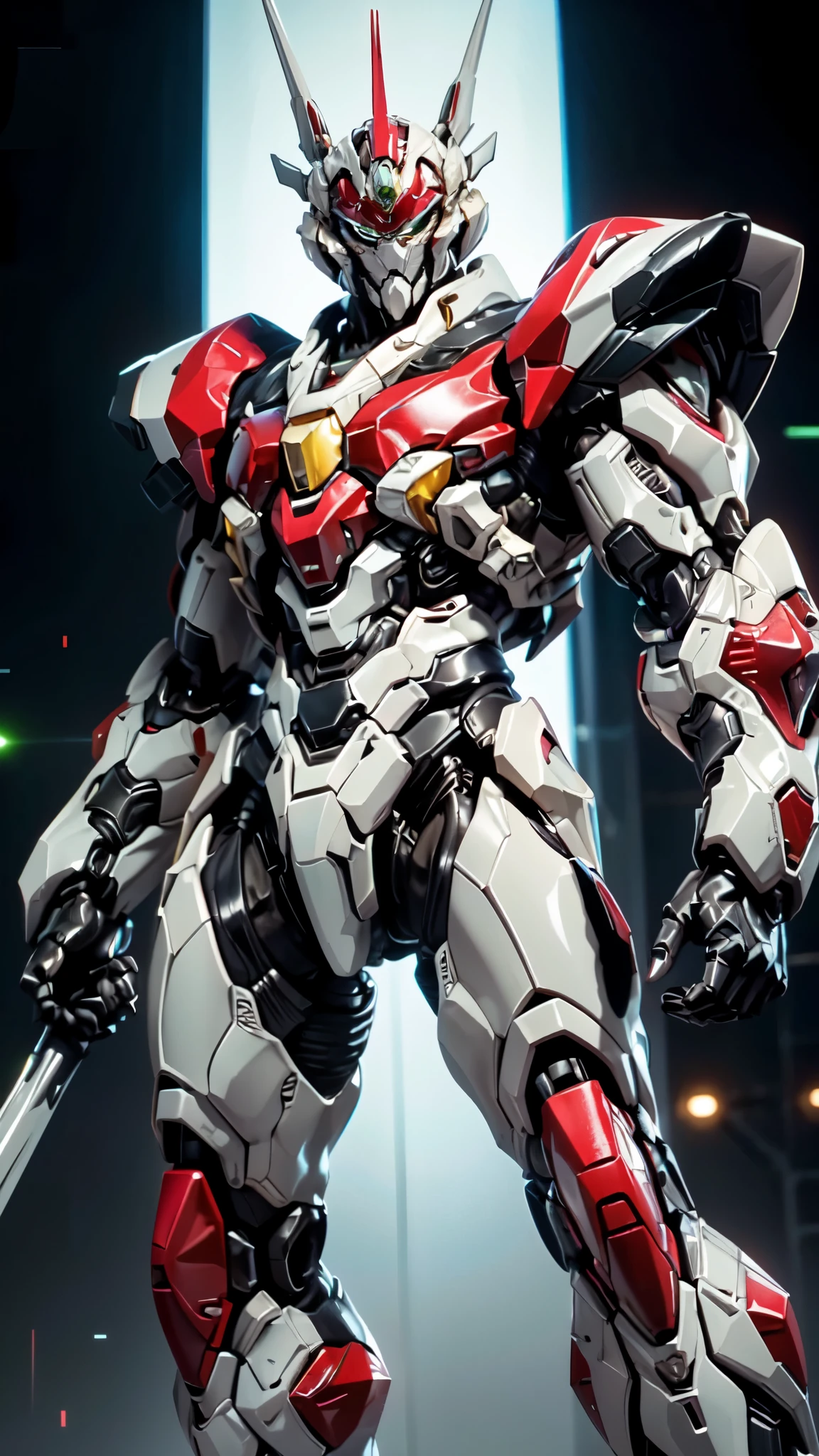 (masterpiece:1.5, best quality:1.5, extremely delicate:1.5, foreshortening:1.5, dynamic angle:1.5), a man wearing a full-face helmet, a fantasy-style biotech armored combat suit, green eyes, (a composite layered chest armor), fully enclosed shoulder guards, matching arm and leg guards, belt of Neon circuit, (the color scheme is primarily white with red green accents), the design balances heavy with agility, a high-tech bio-mecha armor, (Armor Concept Inspired by neon Cyberpunk, stand on the top of a skyscraper in a futuristic sci-fi city), this character embodies a finely crafted fantasy-surreal style armored hero in anime style, exquisite and mature manga art style, (element, plasma, energy, the armor glows), ((male:1.5)), metallic, high definition, highres, ultra-detailed, ultra-fine painting, professional, perfect body proportions, golden ratio, anatomically correct, symmetrical face, extremely detailed eyes and face, high quality eyes, creativity, RAW photo, UHD, 32k, Natural light, cinematic lighting, masterpiece-anatomy-perfect