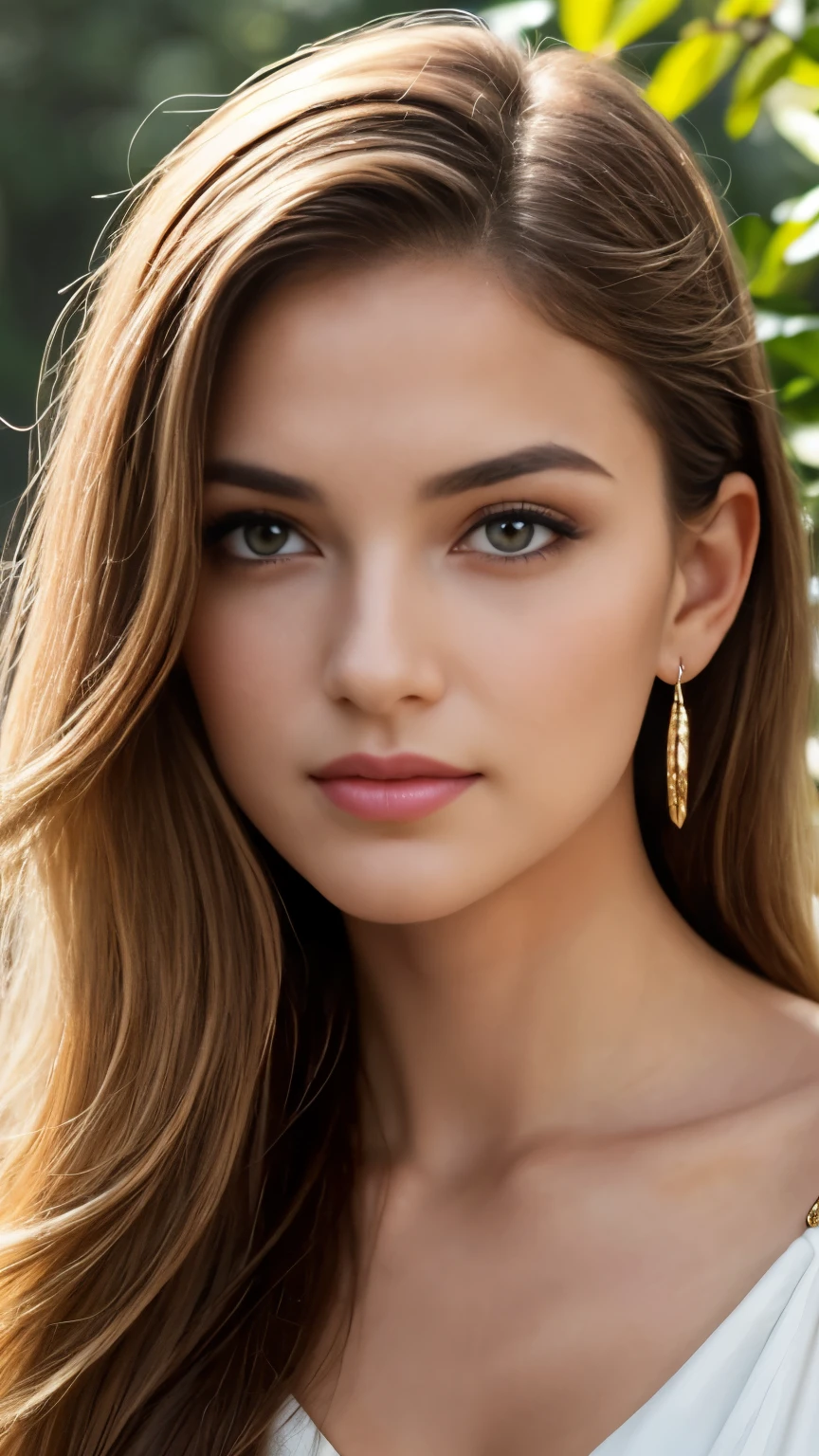 Beautiful, Detailed face, Beautiful woman, Stunning eyes, Juicy lips, Gorgeous girl, Soft lighting, Bright colours, Upper body, High resolution, Romantic atmosphere, Dreamy background, Elegant pose, Subtle details, Earrings, Flawless skin, Seductive expression, Charming smile, Visual art aesthetic,. masterstroke, oil painting style, gallery-worthy, out-of-this-world beauty, flash, diffused light
