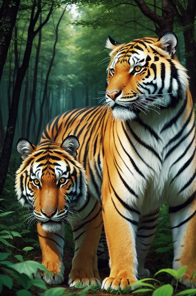 Tiger in the forest visual arts painting