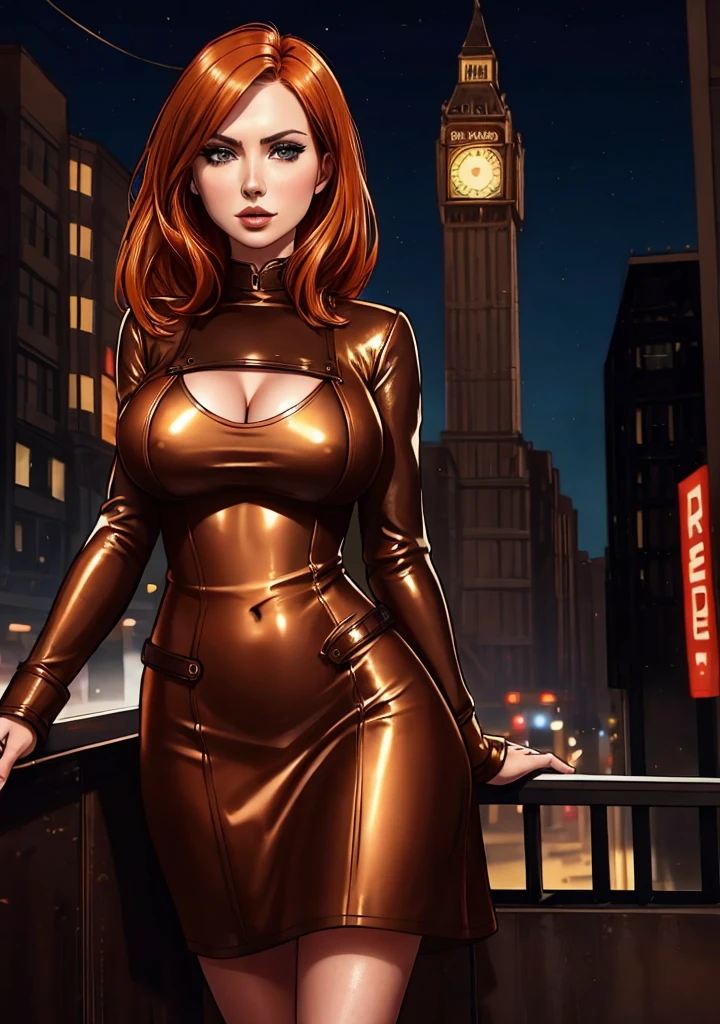 detailed Karen Gillan dress,leather,
copper hair,golden hair,night black hair,
urban setting
1girl, sexy 19 year old woman