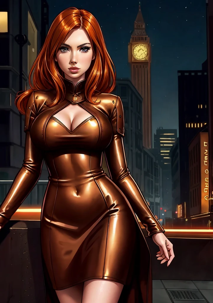 detailed Karen Gillan dress,leather,
copper hair,golden hair,night black hair,
urban setting
1girl, sexy 19 year old woman