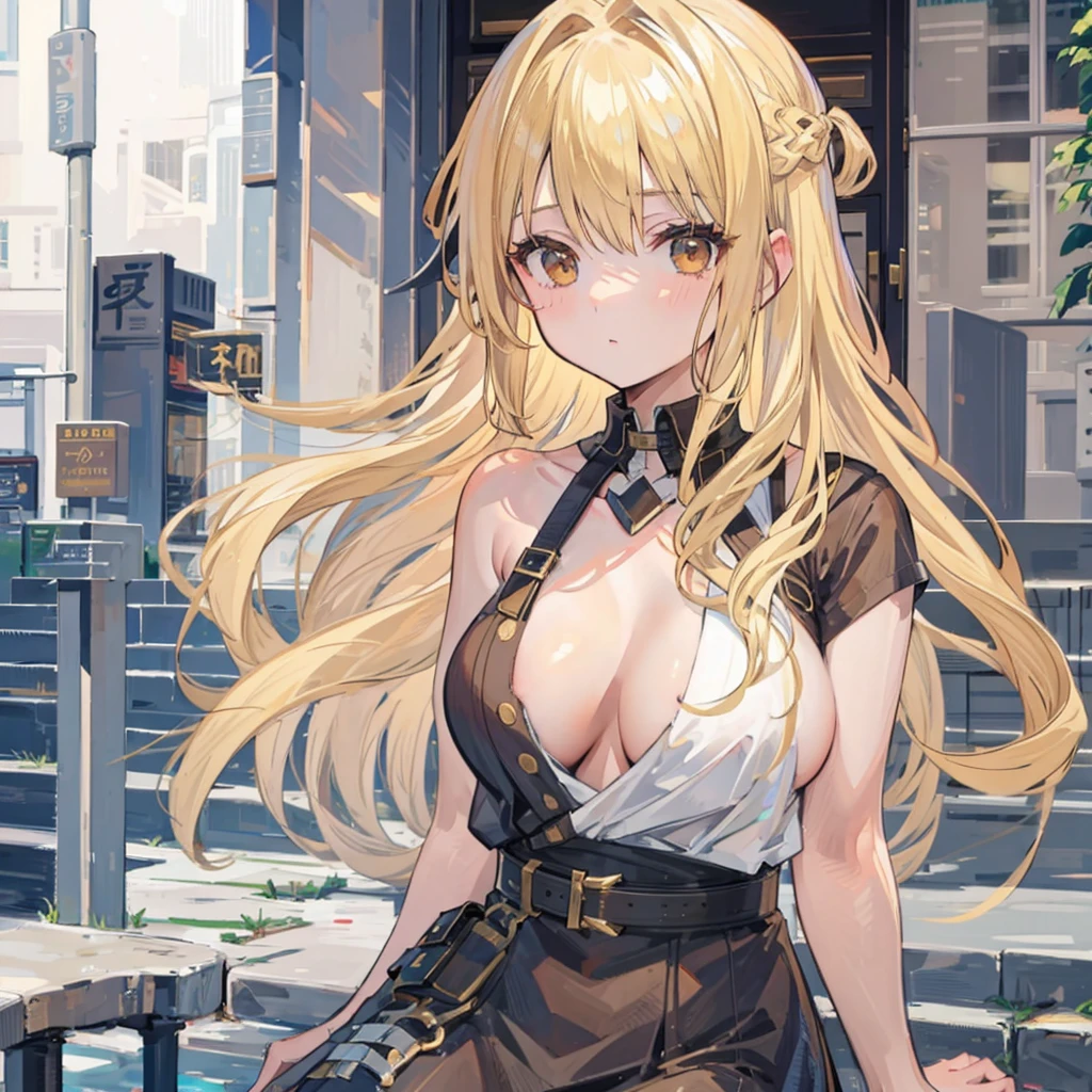 Blonde girl with brown eyes