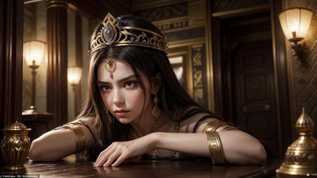 Create for me the image of the great queen Vashti of ancient Persia, about 25 years old, in her chambers with a look of anger.
I want a high-definition, 8k image with no defects in my hands. 