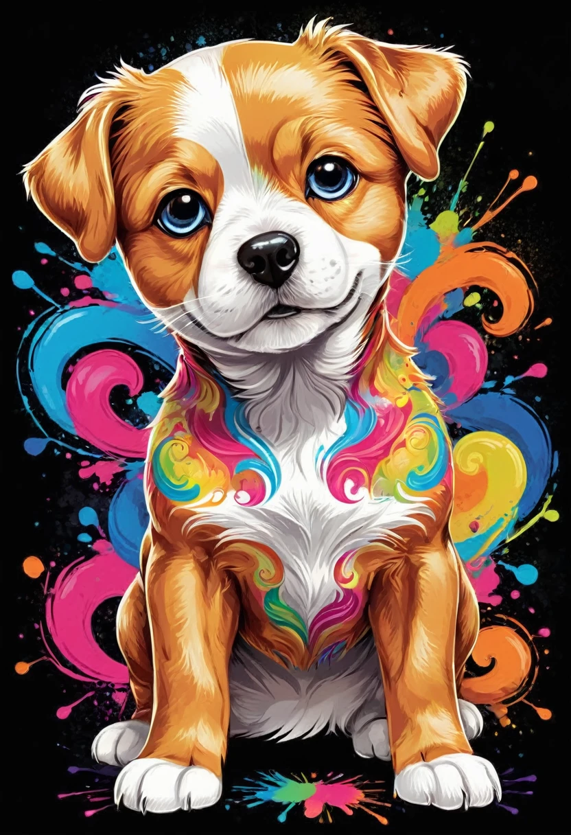 vectorial art para uma camiseta com uma ilustração colorida de um Russian toy dog , At the center, swirly vibrant colors, paint splashes and smears, high détail, vectorial art
(artwork, best quality, proffesional, perfect composition, very aesthetic, absurdrez, super verbose, Intricate details:1.3)