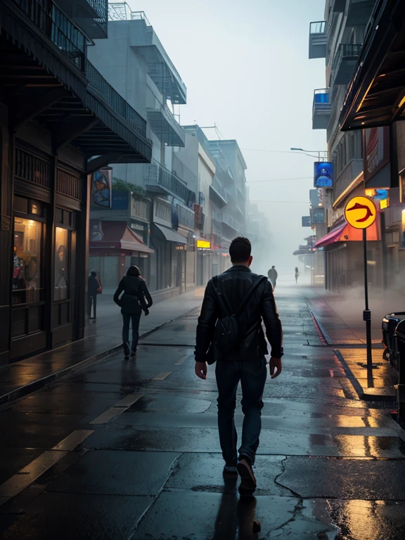 a man walking down the street, looking at a scantily clad, big-breasted teenager, hyper-realistic, cinematic lighting, 8k, highly detailed, photorealistic, ultra-detailed, dynamic composition, dramatic shadows, vibrant colors, volumetric fog, depth of field, intricate details, stunning realism, masterful rendering, perfect composition
