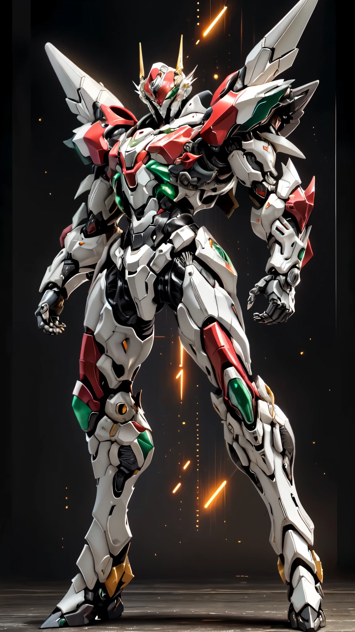 (masterpiece:1.5, best quality:1.5, extremely delicate:1.5, foreshortening:1.5, dynamic angle:1.5), a man wearing a full-face helmet, a fantasy-style biotech armored combat suit, green eyes, (a composite layered chest armor), fully enclosed shoulder guards, matching arm and leg guards, belt of Neon circuit, (the color scheme is primarily white with red green accents), the design balances heavy with agility, a high-tech bio-mecha armor, (Armor Concept Inspired by neon Cyberpunk, stand on the top of a skyscraper in a futuristic sci-fi city), this character embodies a finely crafted fantasy-surreal style armored hero in anime style, exquisite and mature manga art style, (element, plasma, energy, the armor glows), ((male:1.5)), metallic, high definition, highres, ultra-detailed, ultra-fine painting, professional, perfect body proportions, golden ratio, anatomically correct, symmetrical face, extremely detailed eyes and face, high quality eyes, creativity, RAW photo, UHD, 32k, Natural light, cinematic lighting, masterpiece-anatomy-perfect