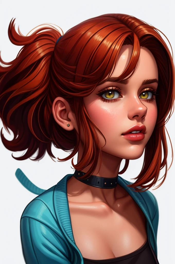 pretty woman, (1girl:1.3),
Cardigan,
Red hair,
Lob (long bob),
Trousers,
rubenesque, pinup,
cowboy shot, standing , in a retro-futuristic setting, atompunk style,
white background, blank background,, (Extremely Detailed Oil Painting:1.2), glow effects, godrays, Hand drawn, render, 8k, octane render, cinema 4d, blender, dark, atmospheric 4k ultra detailed, cinematic sensual, Sharp focus, humorous illustration, big depth of field, Masterpiece, colors, 3d octane render, 4k, concept art, trending on artstation, hyperrealistic, Vivid colors, extremely detailed CG unity 8k wallpaper, trending on ArtStation, trending on CGSociety, Intricate, High Detail, dramatic, absurdes
