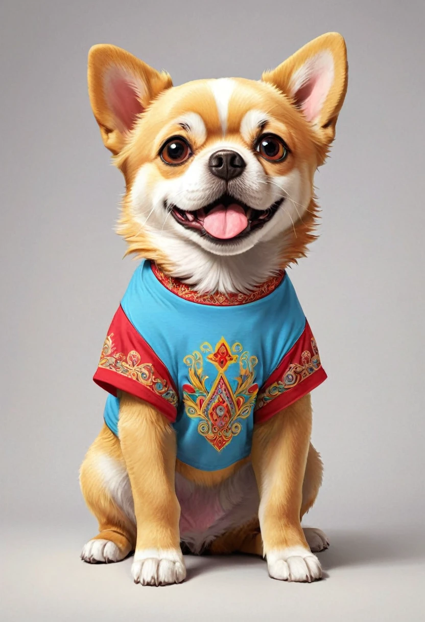 T-shirt design, colorful illustration of a Russian toy dog , At the center, high détail, t-shirt design,
(artwork, best quality, proffesional, perfect composition, very aesthetic, absurdrez, super verbose, Intricate details:1.3)