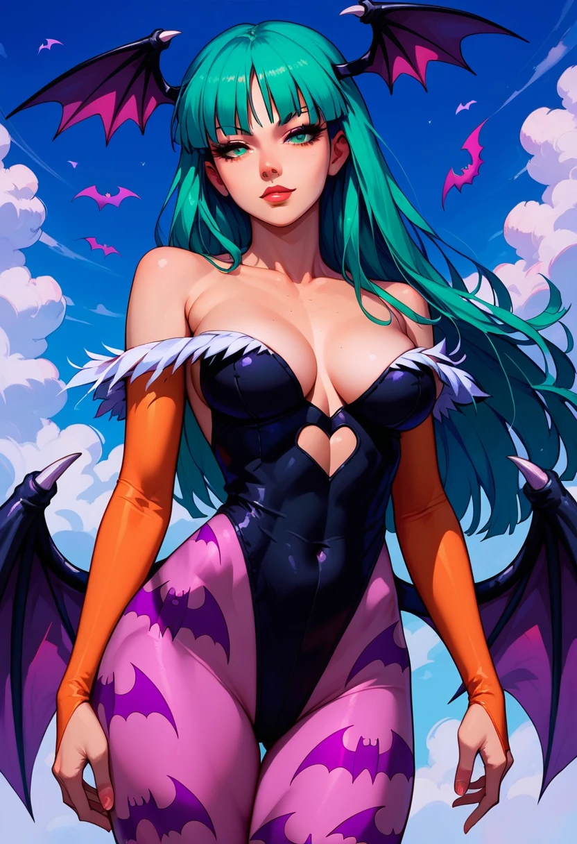 score_9, score_8_up, score_7_up, score_6_up, source_anime, 1girl, solo, morrigan aensland, best quality, seductive eyes, perfect face, cowboy shot,