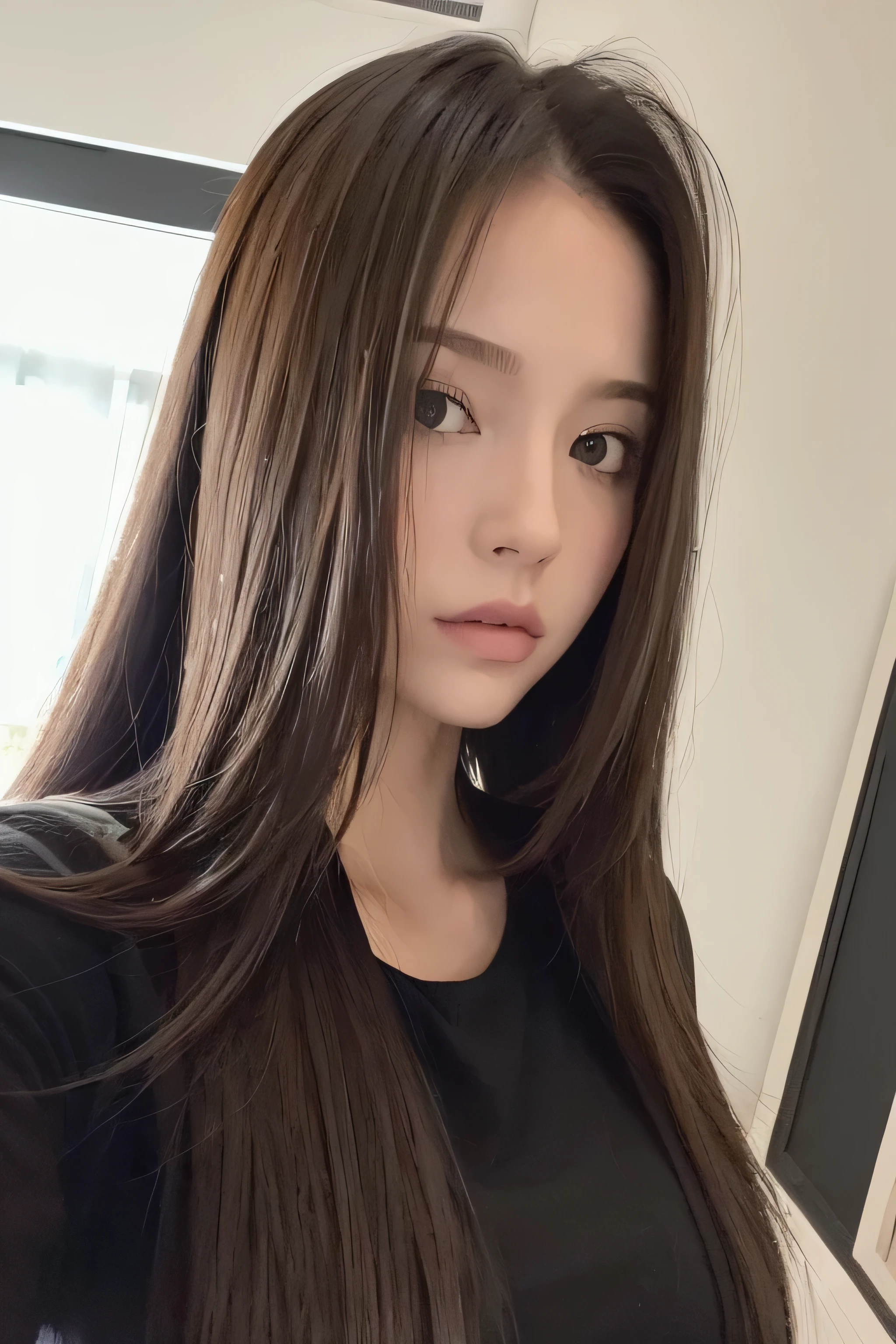 ((best qualityer, 8K, work of art: 1.3)), 1 girl, pretty, Longhaire, estilo selfie