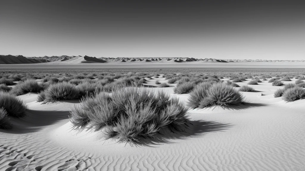 desert vegetation in black and white