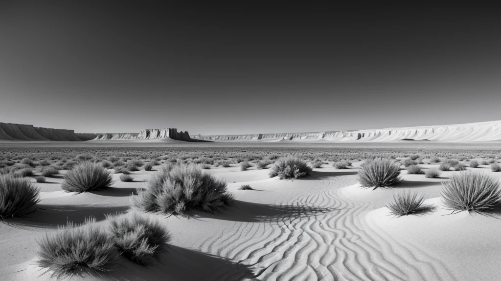 desert vegetation in black and white