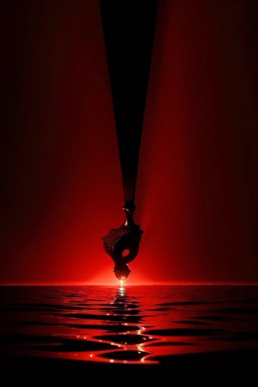 Leave only the reddish and black background, and also keep the water down, just and remove what is on the scepter of the image