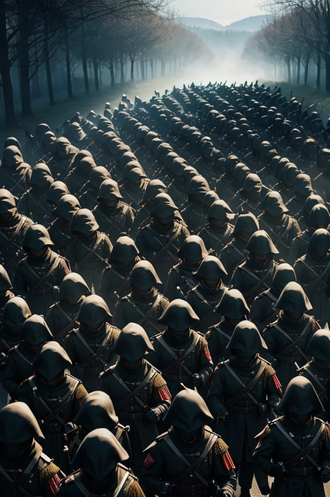 shadows, army of shadows, marching toward the camera