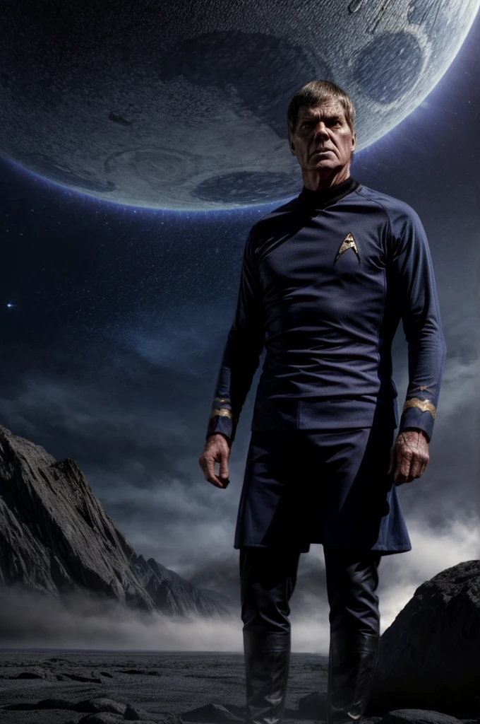 [(cinematic, digital painting:1.3) ::0.40], (masterpiece:1.40), [(gravely wounded Captain Kirk:1.3), (stoic Spock:1.2)], (confront a dangerous situation:1.3), [(fearless Starfleet officers:1.1)], on an alien planet, [(ominous alien adversaries:1.2), (giant alien structures:1.3)], (intense atmosphere:1.1), (eerie blue mist:1.1), Captain Kirk (struggles to give orders:1.2), with a (firm and commanding voice:1.1), Spock (provides emotional support:1.1) and (tactical guidance:1.2), (sharp and menacing features:1.2), balanced and visually striking, (digital art:1.3), (high detail:1.2)
startrektos uniform
startrektos dress