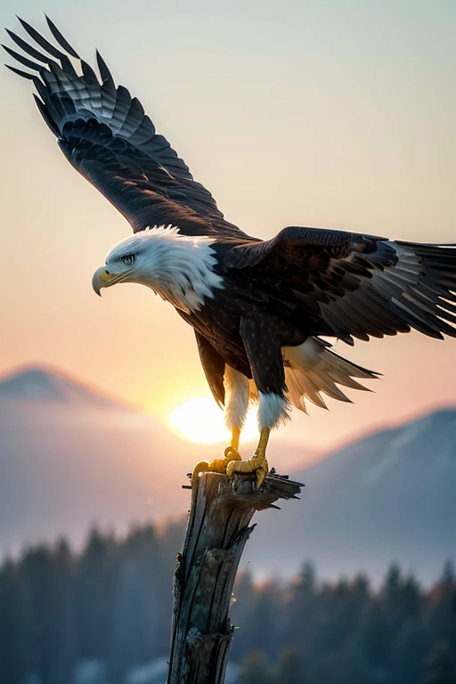 Put the image of an eagle in the background