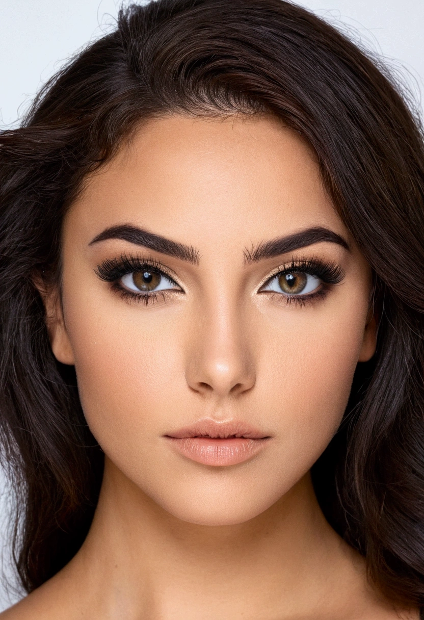 femme, à, vêtements noirs, fille sexy aux yeux bruns, portrait, cheveux bruns et grands yeux, Maquillage naturel, regarder directement la caméra, superbe corps, grosse poitrine, latina, 25ans, 30 ans